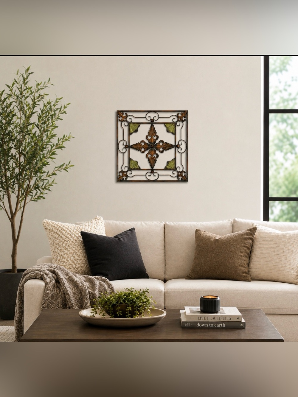 Metal Wall Art Large Piece in Browns and Greens